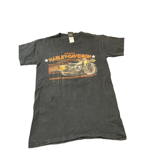 Harley Davidson Black Graphic Shirt 100% Cotton Jacksonville NC Forty Five WLA S - Picture 1 of 4